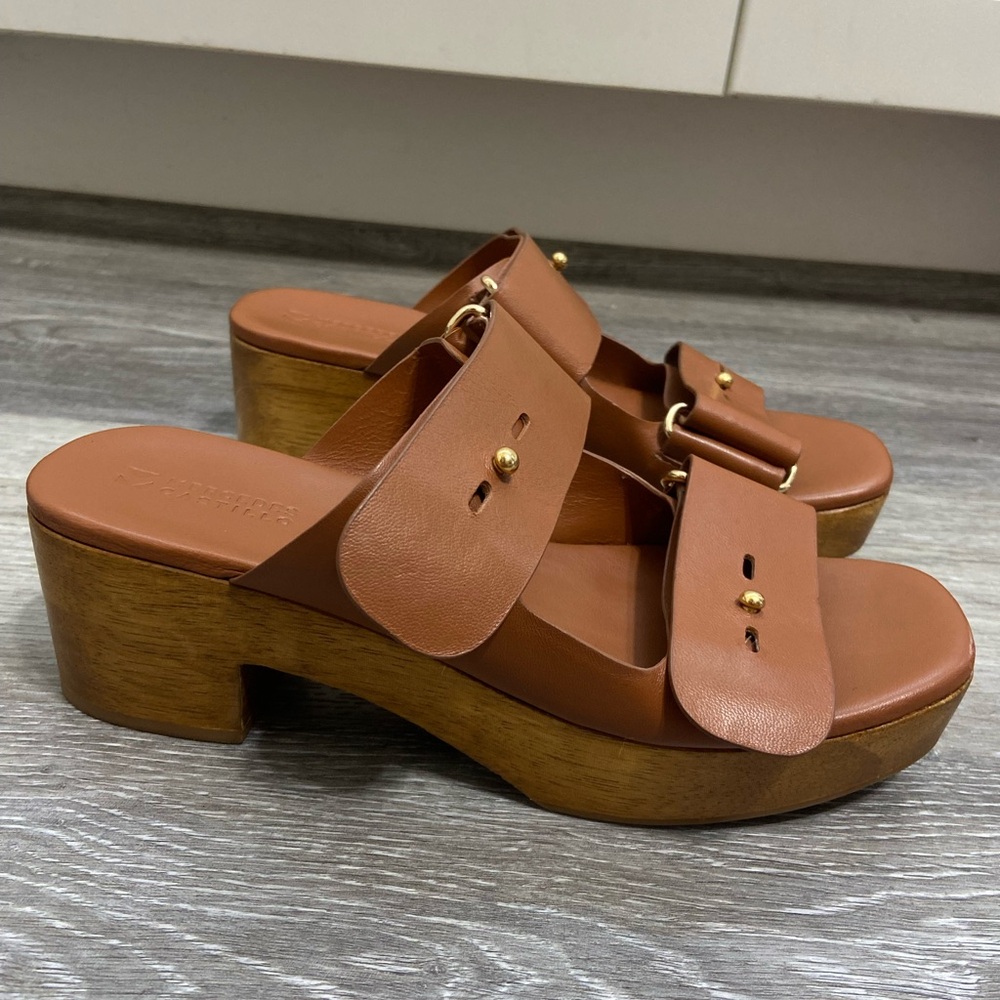 Mercedes Castillo Wedge Sandal Sz 8 Luxury Designer Summer Retro Made in Brazil